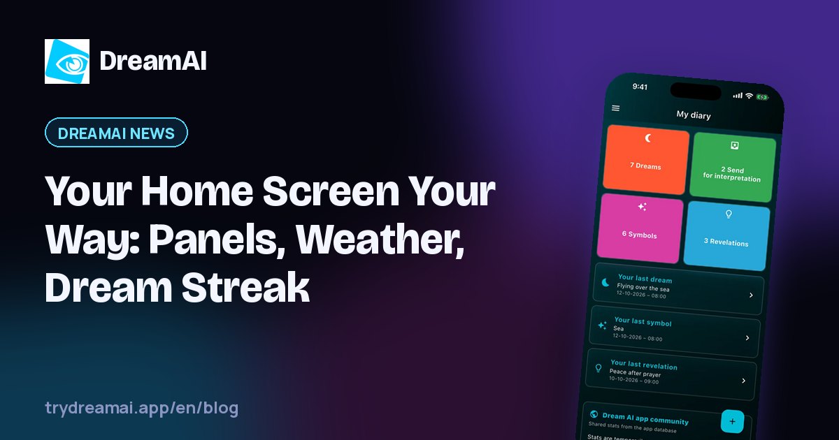 A customizable home screen in the DreamAI app with panels