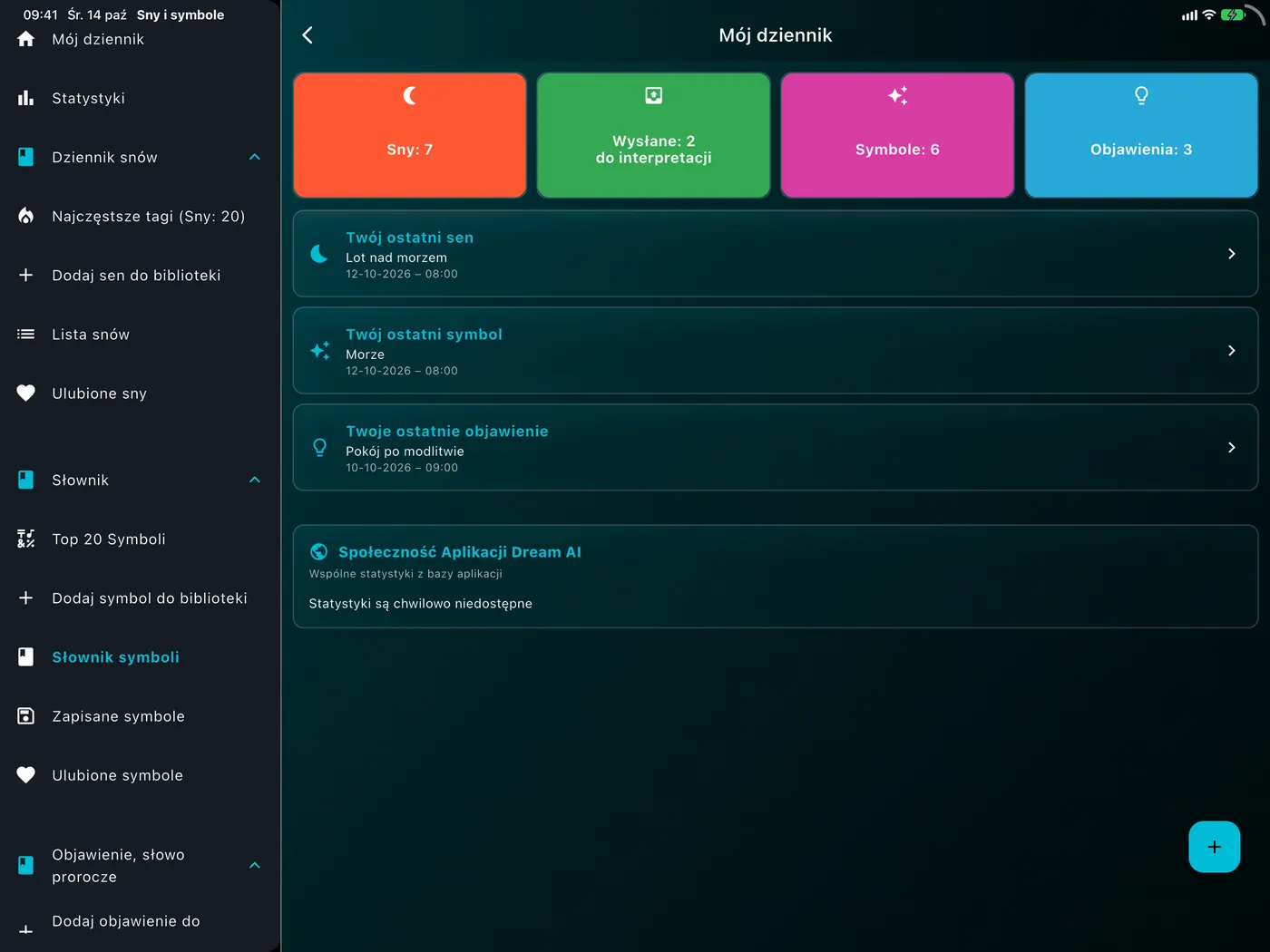 Ekran DreamAI na urządzeniu – iPad poziomo
