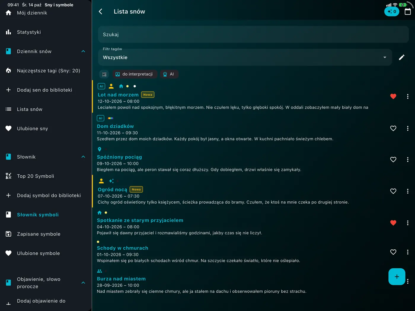 Ekran DreamAI na urządzeniu – iPad poziomo