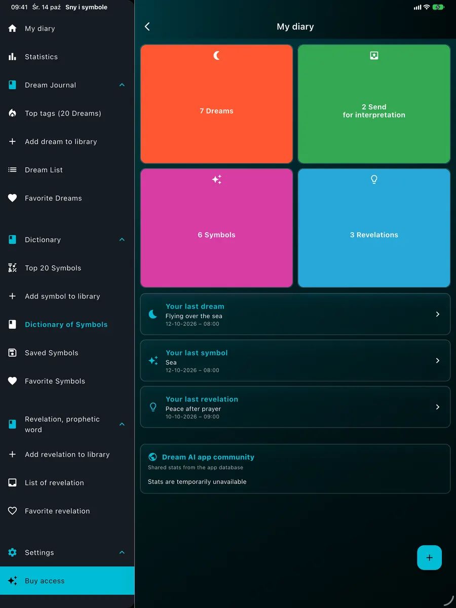 DreamAI-Bildschirm auf einem Gerät – iPad Hochformat