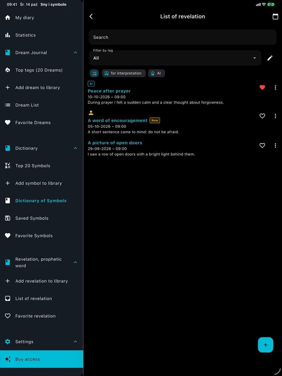 DreamAI-Bildschirm auf einem Gerät – iPad Hochformat