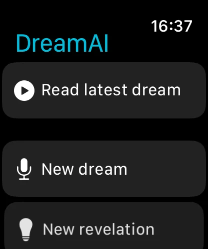 Apple Watch의 DreamAI 홈 화면