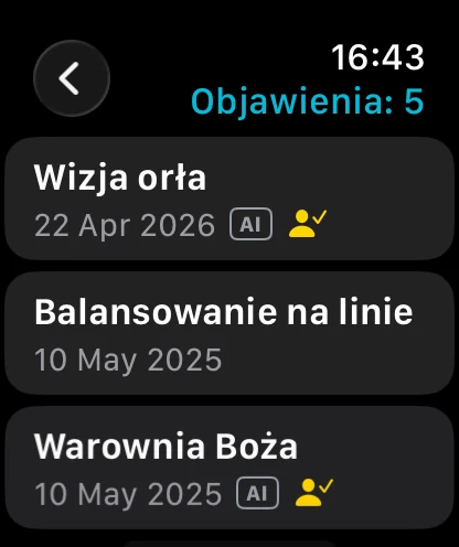 Lista objawień na Apple Watch